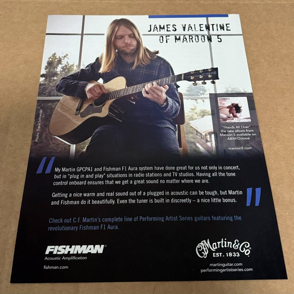James Valentine of Maroon 5 - Martin & Co Guitars / Fishman - 2011 Print Ad